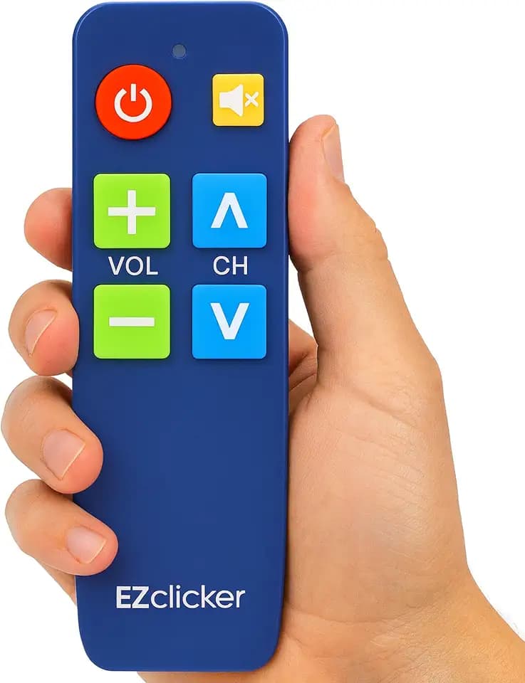 EZclicker TV Remote for Seniors, Extra Simple Big Button Remote (Blue)