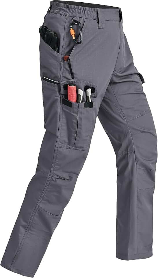 Mens Cargo Pants Ripstop Breathable Tactical Hiking Pants with 7 Pockets