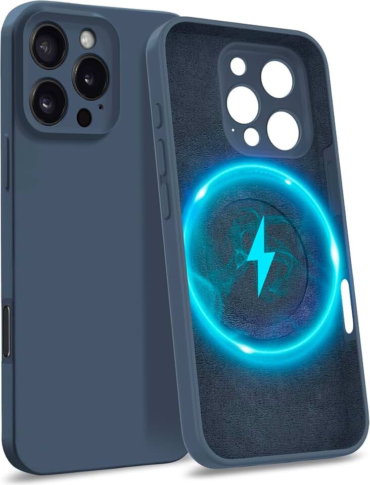 MyGadget Hülle für Apple iPhone 16 Pro Max [ kompatibel mit MagSafe | 4-Layer-Struktur Schutzhülle ] - Handyhülle mit Kameraschutz - Cover mit Innenfutter - Dunkel Blau