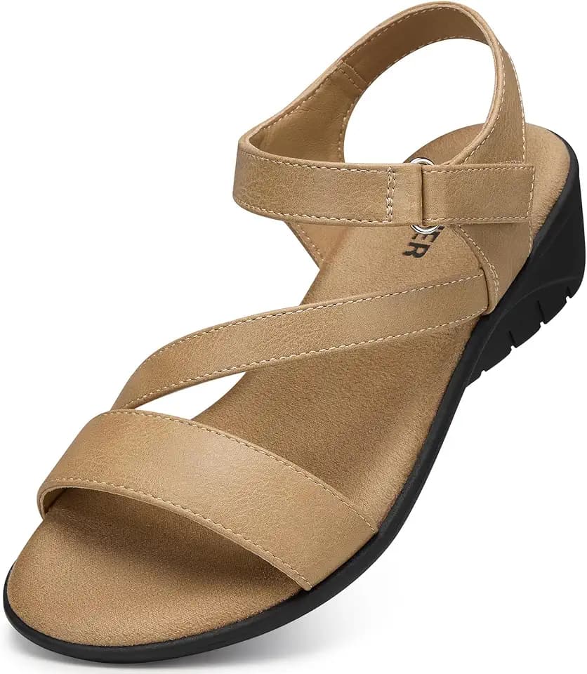 SHIBEVER Dressy Wedge Women Sandals: Comfortable Arch Support Strappy Shoes