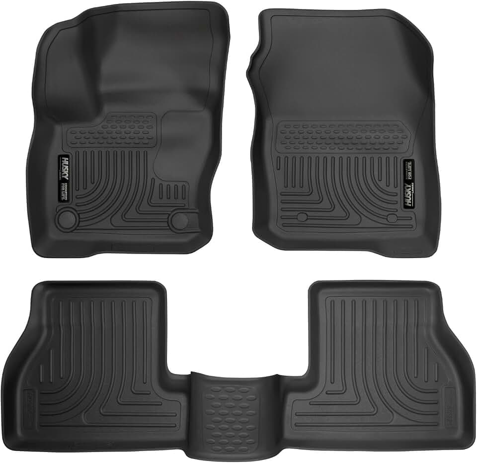 Husky Liners Weatherbeater Floor Mats | Fits 2016-2018 Ford Focus | Front & 2nd Row, 3-pc Black - 99771