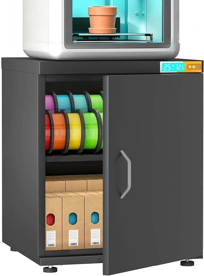180L 3D-Drucker-Filament-Speicherschrank mit Entfeuchter, 3D-Druckerstander mit Filament-Speicher, Industrieversiegelter 3D-Drucker-Tisch hält 40 Rollen - kompatibel mit PLA / ABS / TPU (schwarz)