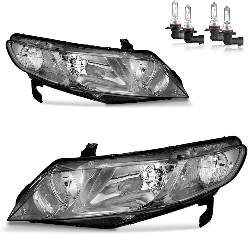 Headlights W/Bulbs for 2006-2011 Honda Civic 4-Door