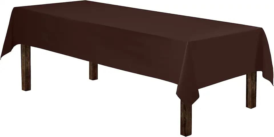 Gee Di Moda Rectangle Tablecloth - 60 x 102 Inch Chocolate Table Cloth for 6 Foot Rectangle Tables - Heavy Duty Washable Fabric - for Holiday Party, Dinner, Weddings, Baby Shower & Events