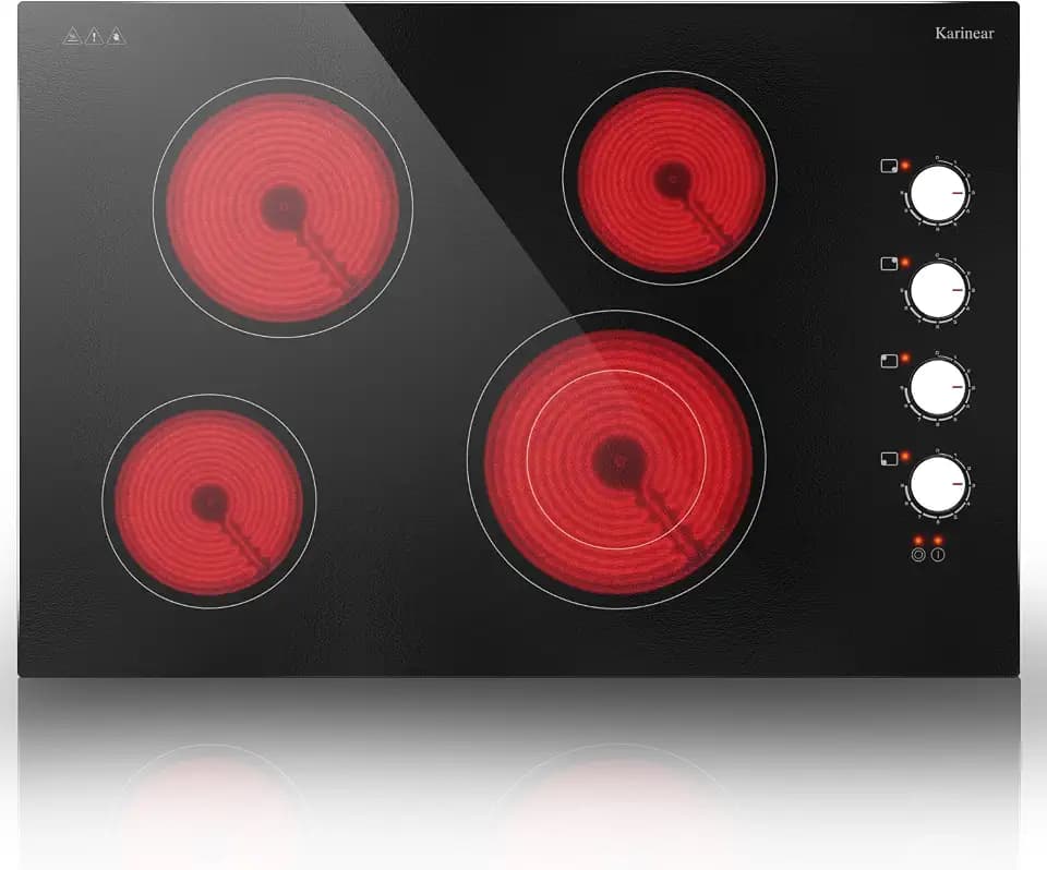 Karinear Electric Cooktop 30 Inch, 4 Burners Electric Stove Top, Drop-in