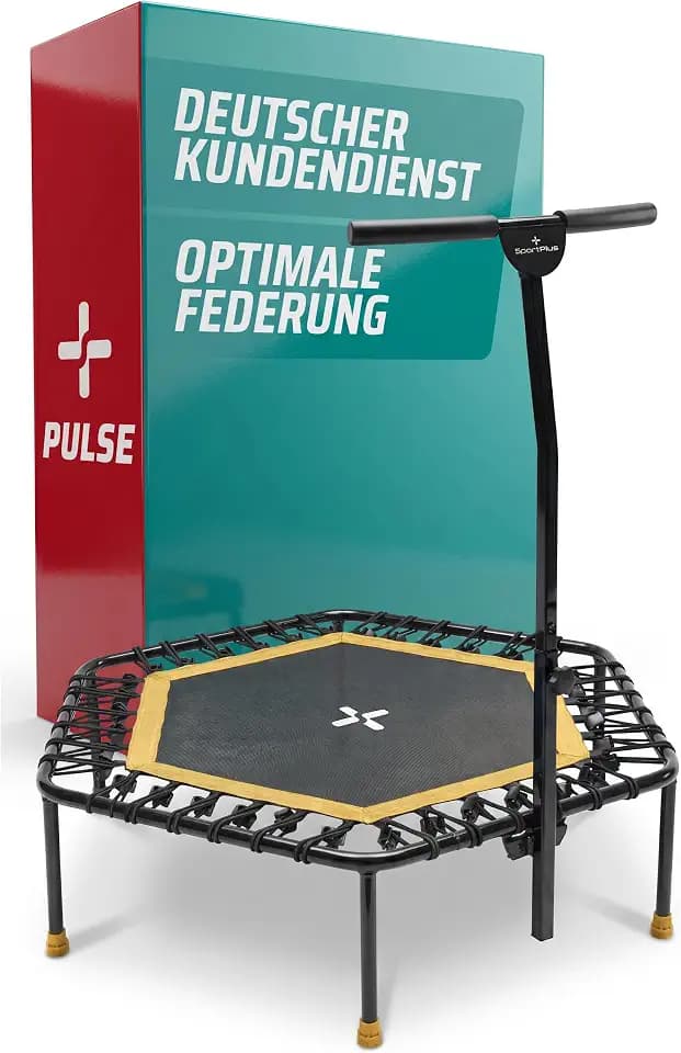 SportPlus Fitness-Trampolin, leise Gummiseilfederung, Nutzergewicht bis 130kg, Trampolin für Jumping Fitness