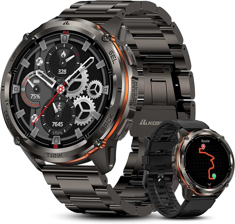 KOSPET Tank T3 Ultra 2 GPS Smartwatch Herren, 2 Bänder, für Android/iPhone