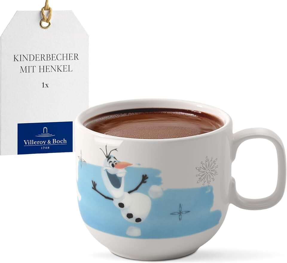 Villeroy & Boch - Disney Frozen Kinderbecher klein mit Henkel, Spülmaschinenfest, Mikrowellensicher, Tasse für Kinder Disney Olaf, Becher, Premium Porzellan