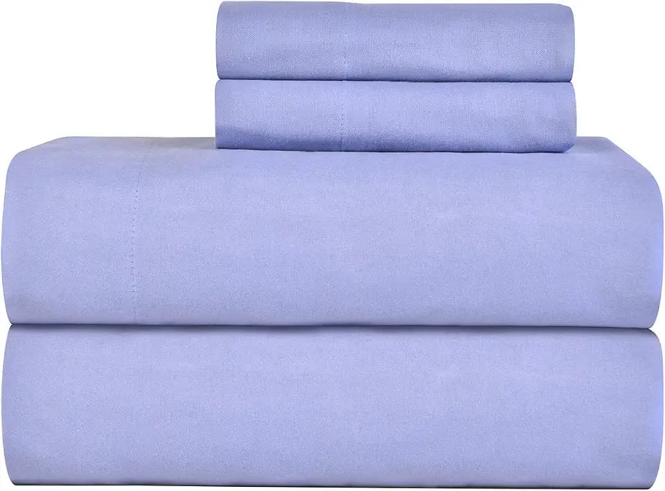 Celeste Home Ultra Soft Flannel Sheet Set with Pillowcase, Queen, Blue