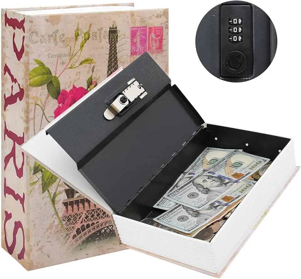 KYODOLED Diversion Book Safe with Combination Lock, Secret Safe Metal Lock Box, Money Storage Collection Box,9.5" x 6.2" x 2.2",France
