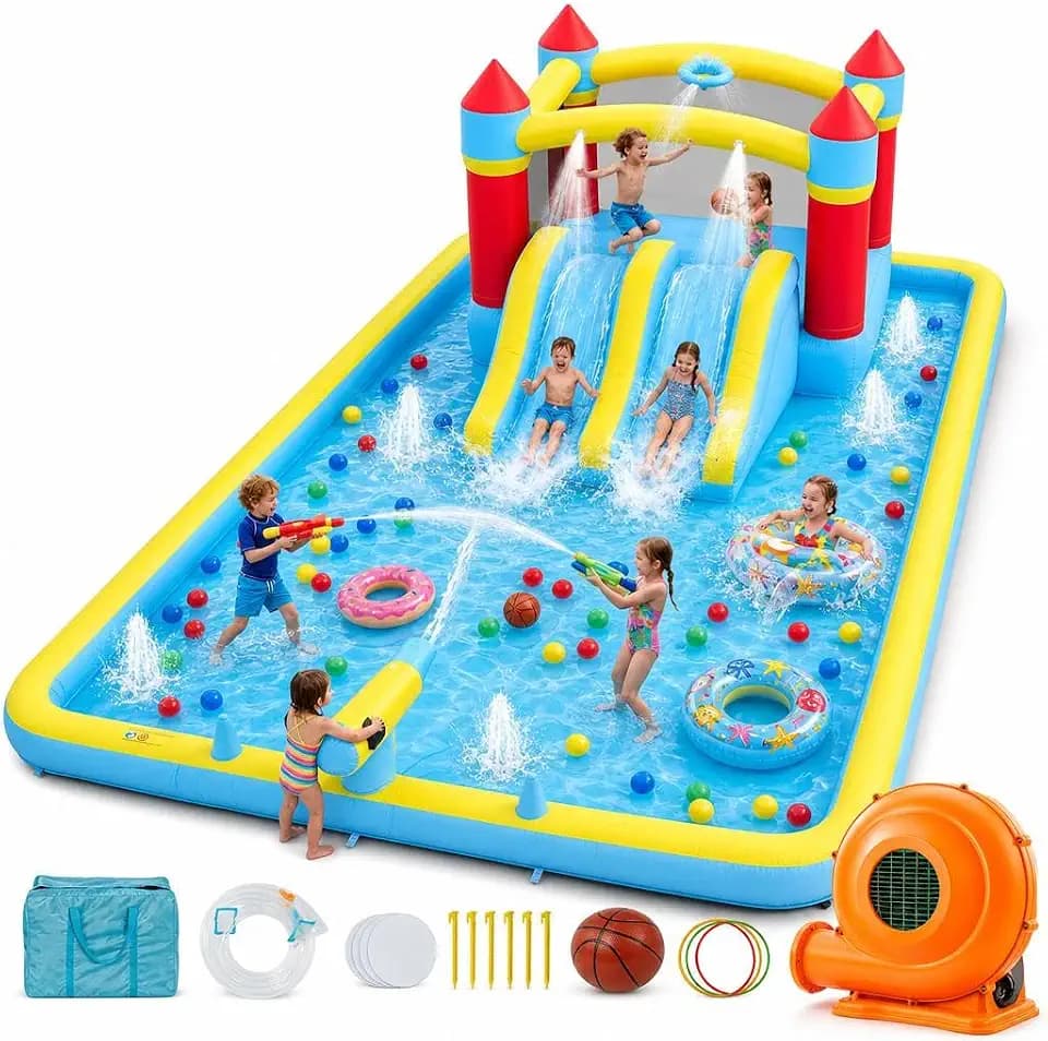 Garvee 7-in-1 Kids Inflatable Bounce House with 350W Blower