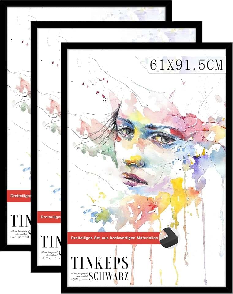 Bilderrahmen 61x91,5 cm Schwarz 3er Pack, MDF