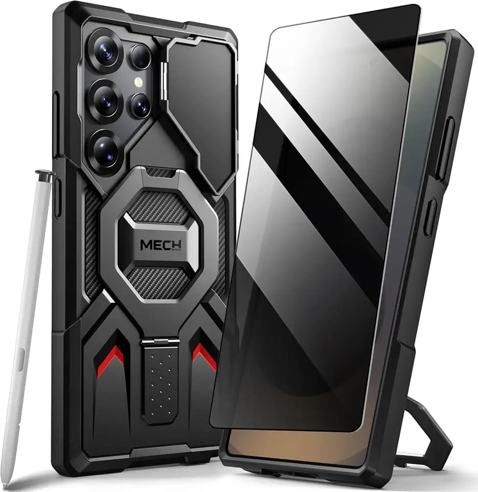 TONGATE for Samsung Galaxy S24 Ultra Case with Privacy Screen Film, Black