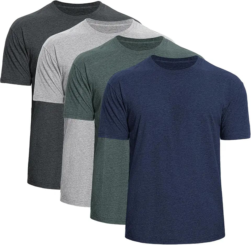 Men's Crew Neck T-Shirts 4-Pack - Soft Short Sleeve Basic Tees, Comfortable Classic Fit Jersey Shirts for Men