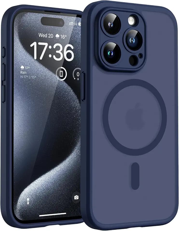 TOCOL for iPhone 15 Pro Max Case, Compatible with MagSafe, Dark Blue