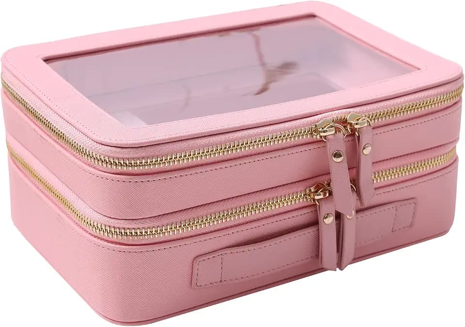 SANHECUN Kulturbeutel, transparent, Reisezubehör, Make-up-Tasche, Pink, Kosmetiktasche