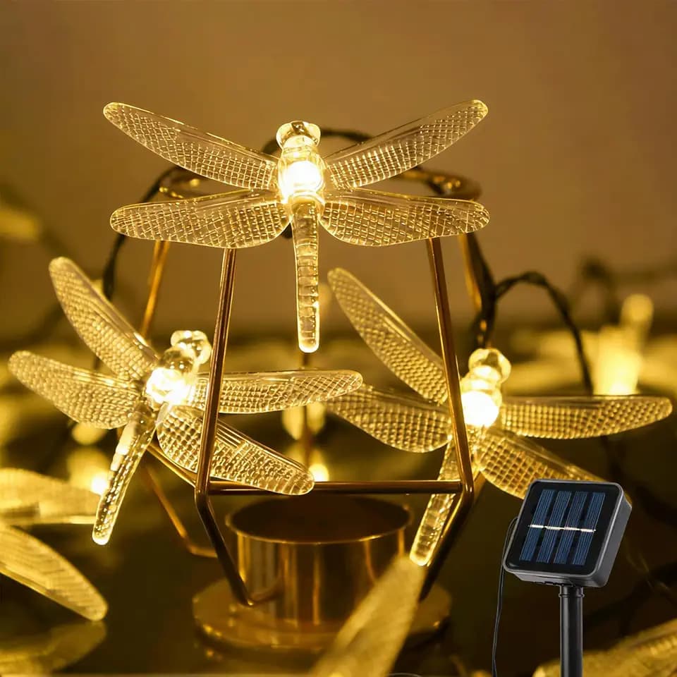 ASFSKY Dragonfly Solar Lights Outdoor, 50 LED Warm White