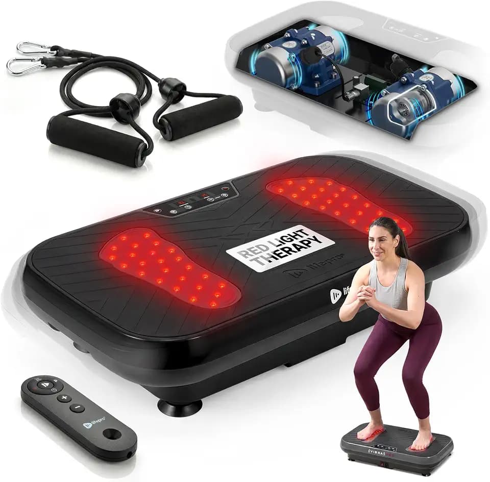 Lifepro VibraRed Vibration Plate with Red Light Therapy & Resistance Bands