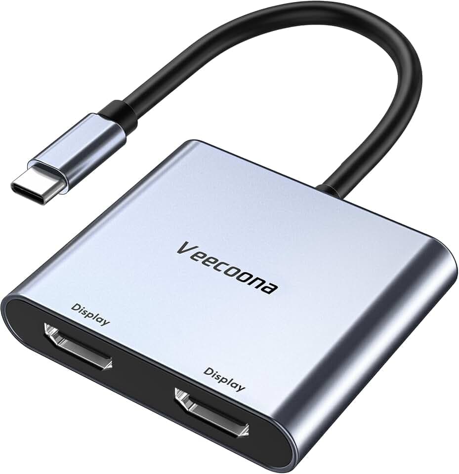 USB C to Dual HDMI Adapter | 4K@60Hz for Dual Monitors Windows/macOS
