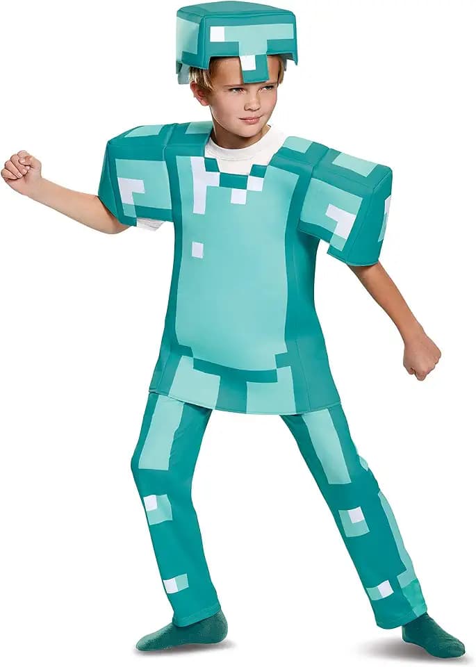 Disguise Kid's Deluxe Minecraft Armor Costume | Child Minecraft Diamond Armor for Boys & Girls | Minecraft Cosplay Outfit