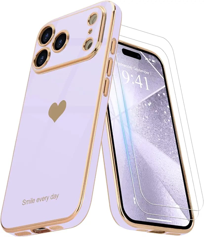 Teageo for iPhone 17 Pro Max Case with Screen Protector [2 Pack], Violet
