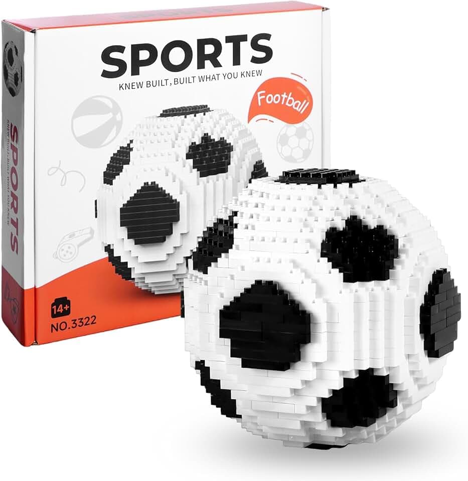 Fußball Bausteine Set, STEM Pädagogisches Spielzeug, 3D Puzzle Fußball BAU-Set, Bausteine Dekorationen Fussball Geschenke für Erwachsene und Kinder（800 Stück）