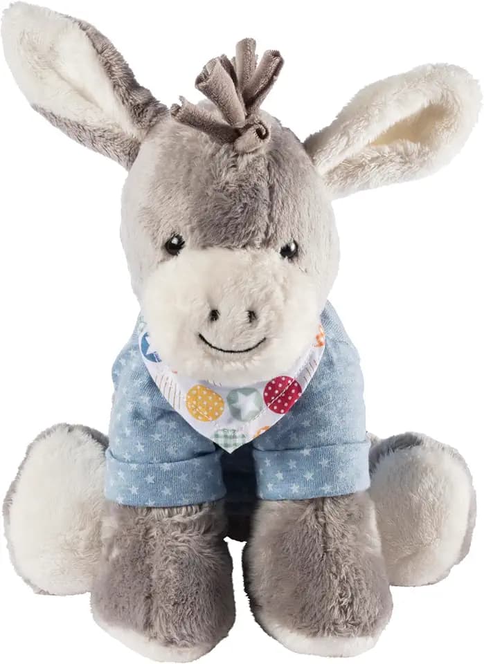 Sterntaler Spieluhr M Esel Emmi – Babyspieluhr aus Flausch & Jersey - Kuscheltier waschbar mit entnehmbarem Spielwerk, Melodie „La Le Lu“ – Einschlafhilfe ab Geburt - zuhause & unterwegs – 20x20x9 cm