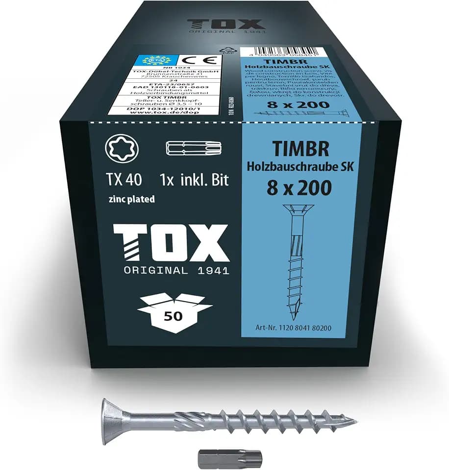 TOX Holzbauschrauben TIMBR SK 8,0 x 200 mm, 50 Stk.