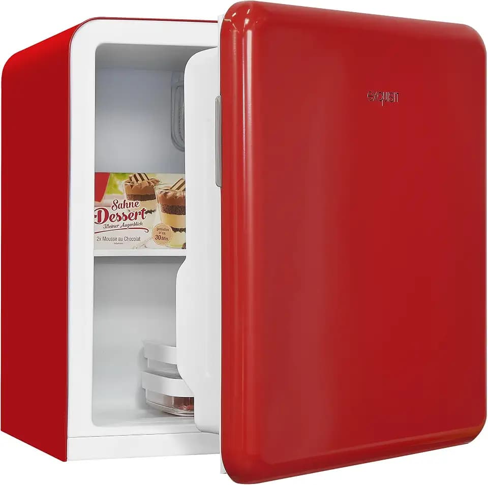 Exquisit Mini-Kühlschrank CKB45-0-031F Rot - 47L Retrokühlschrank Minibar