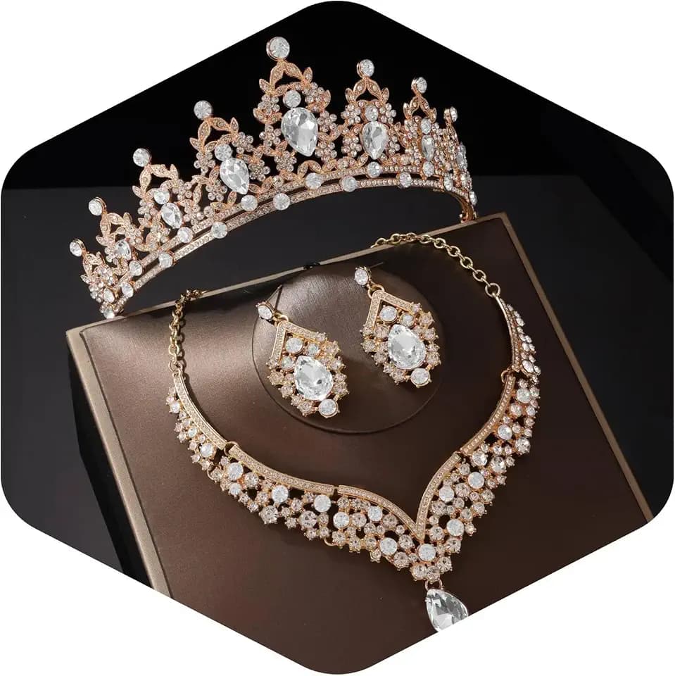 Kamirola Tiaras Crowns Jewelry Set for Women Wedding Birthday Prom Party