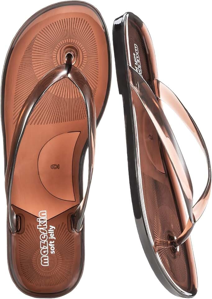 mazeskin Womens Jelly Flip Flops Soft Flexible Thong Sandals