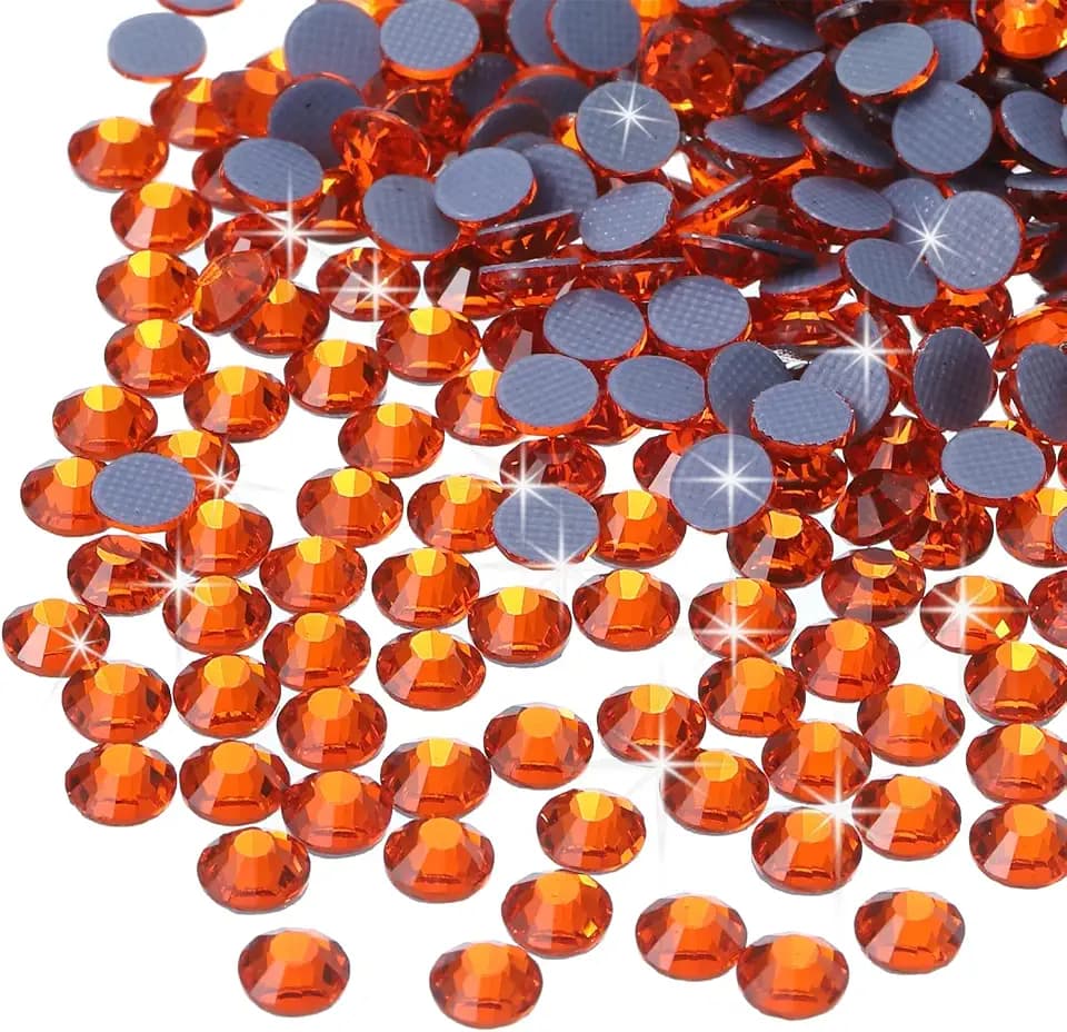 QUARKZMAN 2880 Stk Hotfix Strasssteine Flachrücken Kristallglas Edelsteine Kunst Strasssteine für Basteln Kleidung DIY Dekoration (SS6 2mm, Orange)