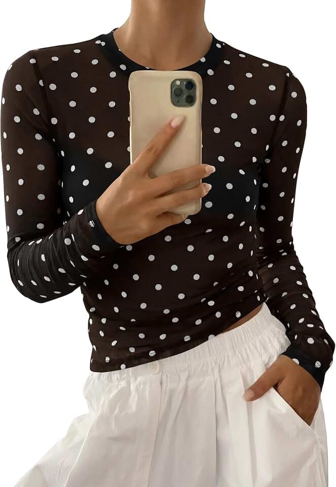 BTFBM Polka Dot Top Long Sleeve Shirts for Women