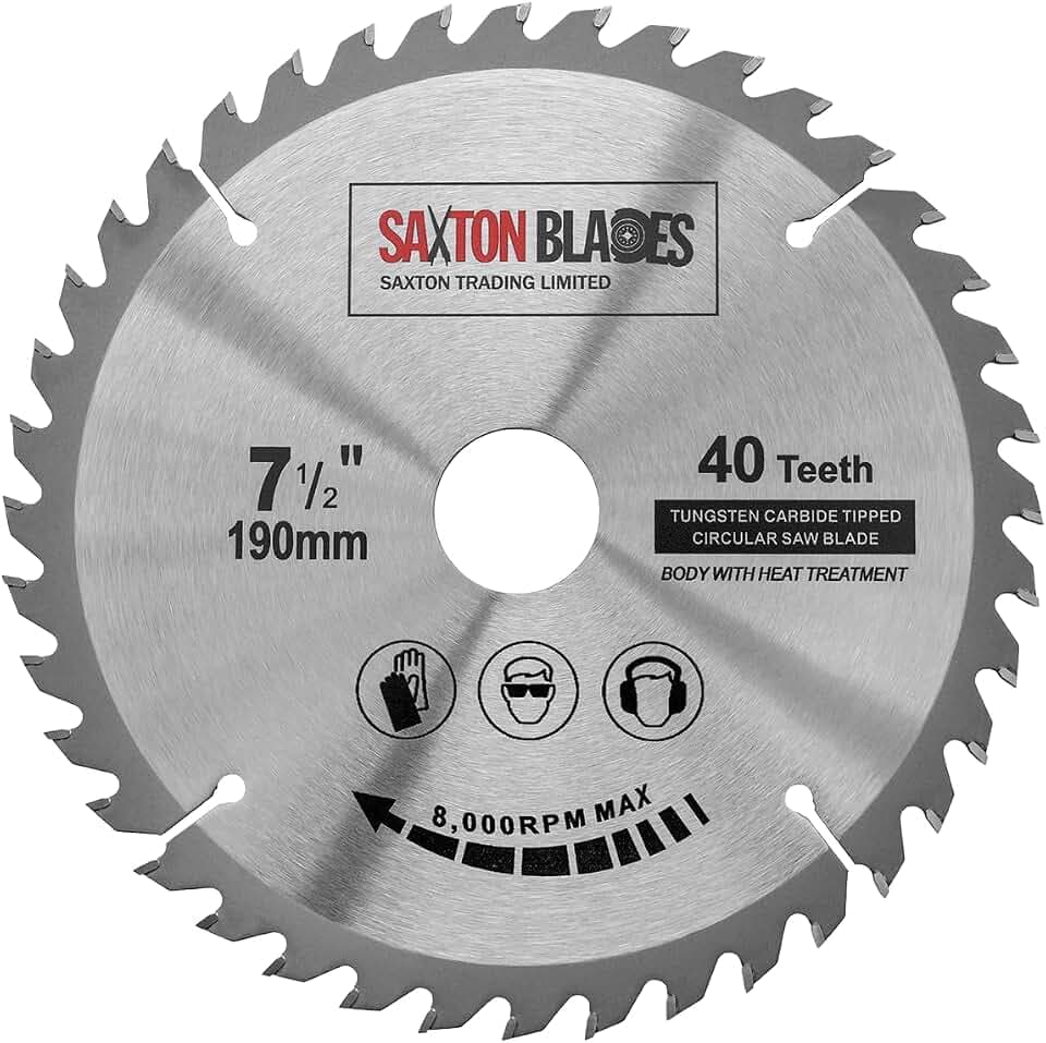 TCT19040T Saxton TCT Kreissägeblatt 190mm x 30mm Bohrung x 40T kompatibel mit Bosch Makita Dewalt passt