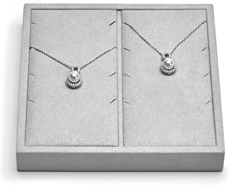 Oirlv Microfiber Jewelry Chain Display Tray Grey