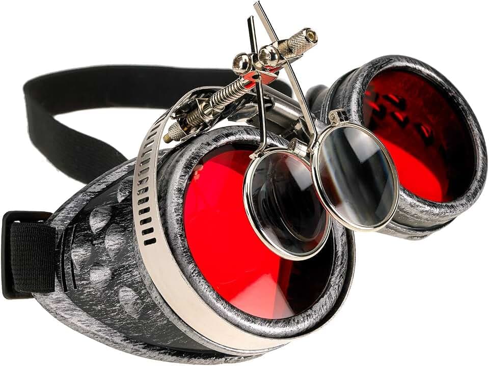 4sold Loupes Steampunk Antique Copper Cyber ​​Goggles Rave Goth Vintage Victorian Sonnenbrillen Inklusive GRATIS UV400 Sonnenbrille Objektiv und zusätzliche Aufkleber alle Bilder sehen