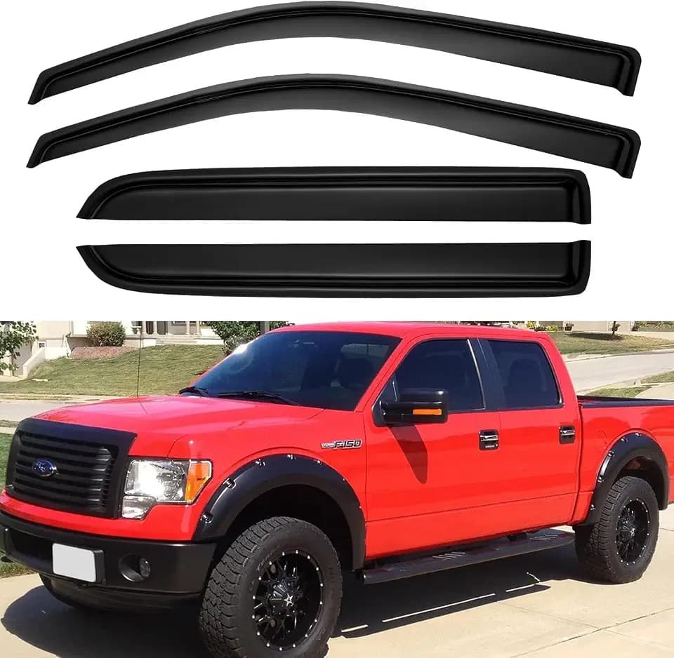 Window Visors Rain Guards for 2009-2014 Ford F150 Crew/SuperCrew Cab