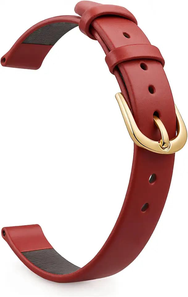 Solid Red Smooth Italian Calfskin Watch Band for Lady