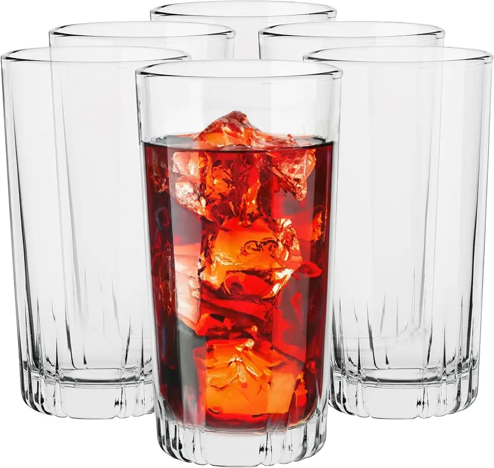 TREND FOR HOME Longdrinkgläser Cocktailgläser, 340 ml, Set von 6, Trinkgläser Set Wassergläser Longdrink Gläser Highball Wasserglas Saftglas Longdrinkglas, Spülmaschinenfest, Kollektion Gina