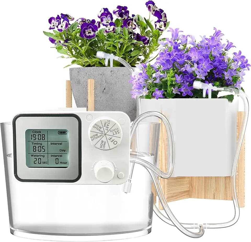 Drip Irrigation System LIMORUNS Automatic Plant Waterer Indoor, 15 Potted Plants Upgraded Programmable Water Timer, Adjustable Drippers, Auto Self Plant Watering for Vacation While Away