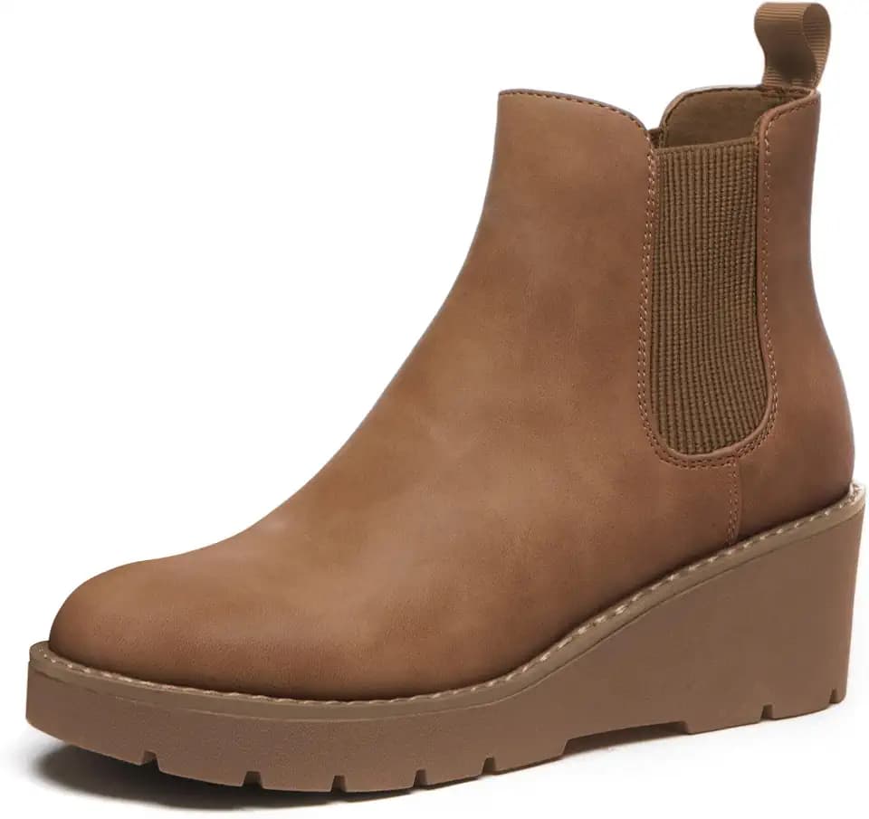 Athlefit Women's Platform Wedge Chelsea Ankle Boots