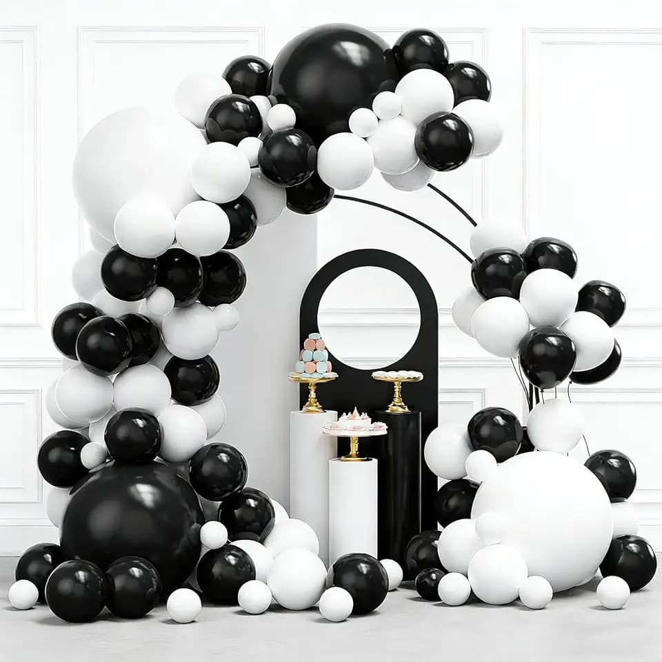 YMSZ Black and White Balloons Arch Kit, Black Birthday Party Balloons