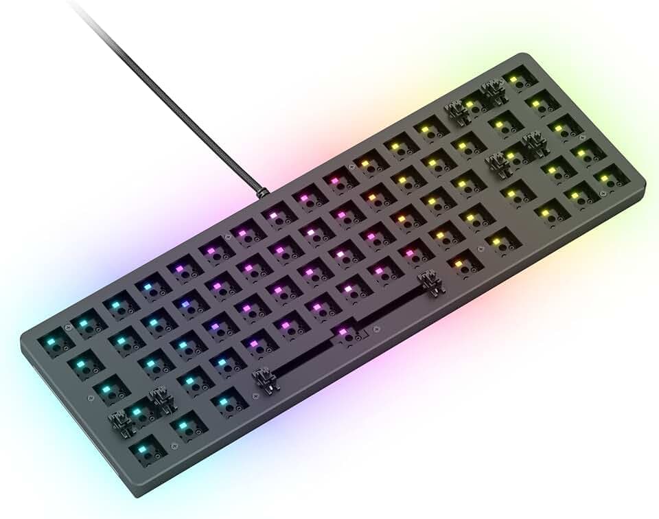 GLORIOUS Gaming GMMK 2 Compact 65% Barebones (Frame Only) - Mechanical Gaming Keyboard Frame, Compact TKL Size (65%), Aluminium, Customisable, Per Key RGB, American QWERTY Layout - Black