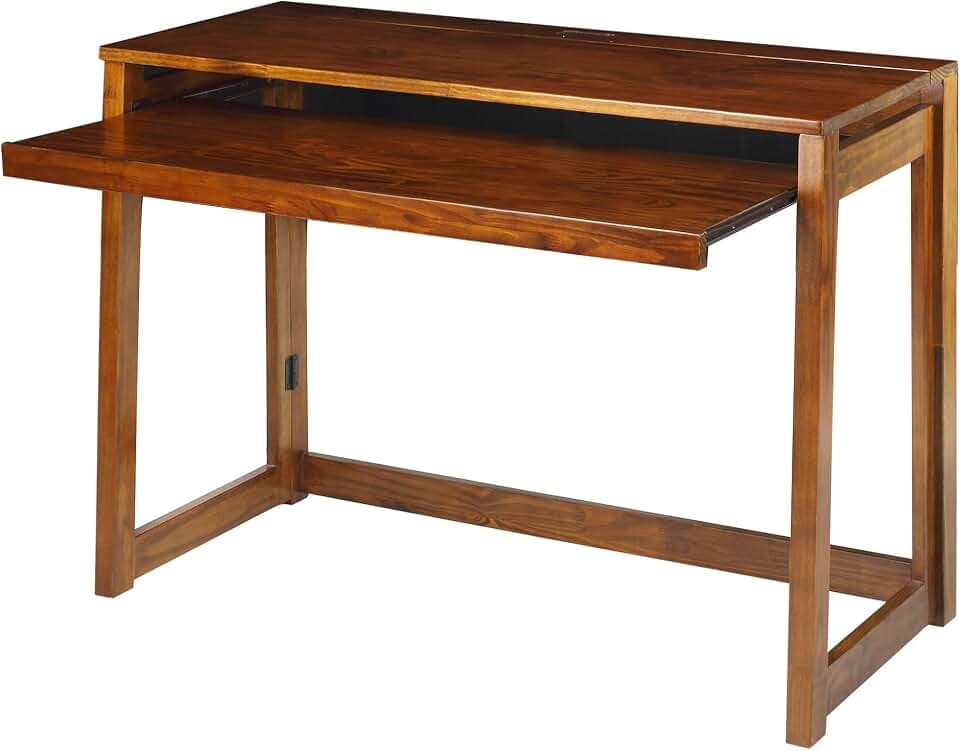 Folding Desk with Pull-Out & USB Port-Warm Brown