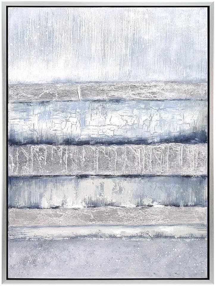 Empire Art Direct Abstract Wall Art Textured Hand Painted Canvas by Martin Edwards, Champagne Frame, 40" x 30", Winter Steps