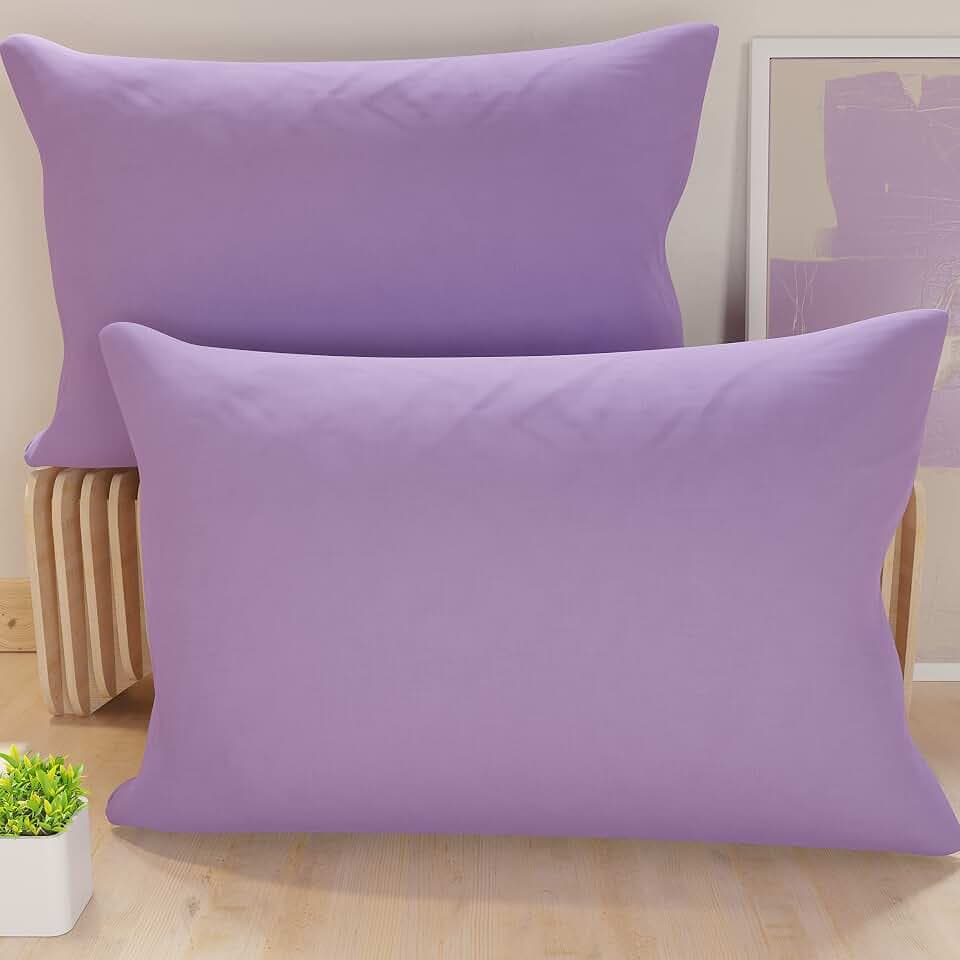 PETTI Artigiani Italiani - 2er-Set Kissenbezüge 70x40 cm aus Mikrofaser, Dekokissen-Bezüge für Schlafzimmer und Sofa, Set mit 2 Kissenhüllen, Einfarbiger Kissenbezug Flieder, 100% Made in Italy