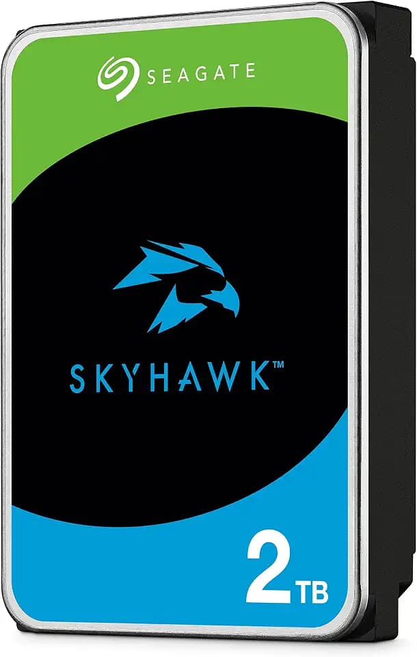 Seagate SkyHawk 2TB interne Festplatte HDD, für Videoaufnahme mit bis zu 64 Kameras, 3.5 Zoll, 64 MB Cache, SATA 6GB/s, silber, inkl. 3 Jahre Rescue Service, Modellnr.: ST2000VX008