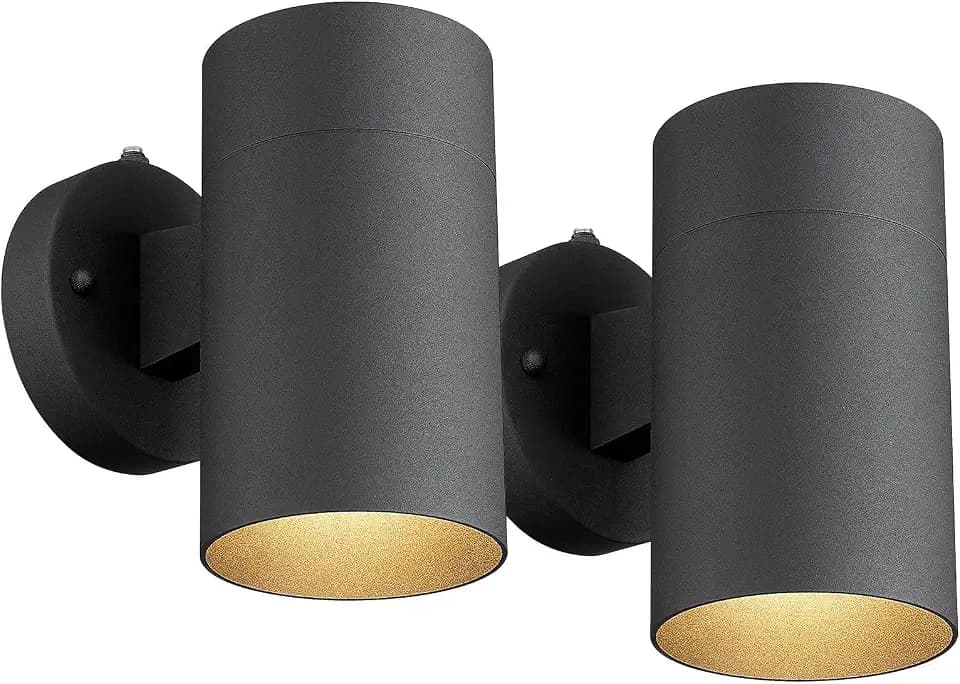 Ken & Ricky Dusk to Dawn Outdoor Wall Sconce Lights,Cylinder,Black,2 PK