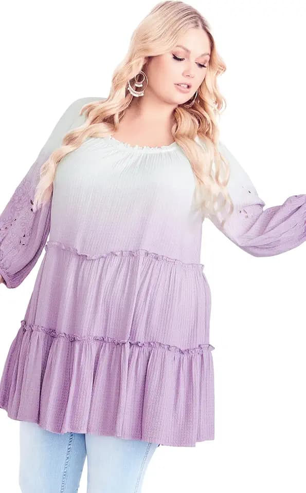 Avenue Women's Plus Size Tunic - Clover Dip Dye