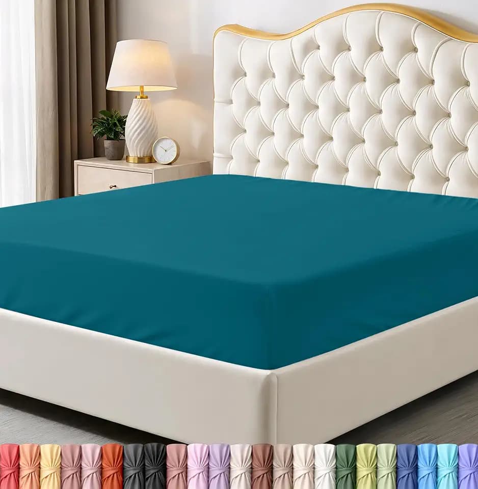 Utopia Bedding Queensize-Spannbetttuch – Bettlaken – Tiefe Tasche – weiche Mikrofaser – einlauf- und lichtbeständig, pflegeleicht, nur 1 Spannbetttuch (Denimblau)